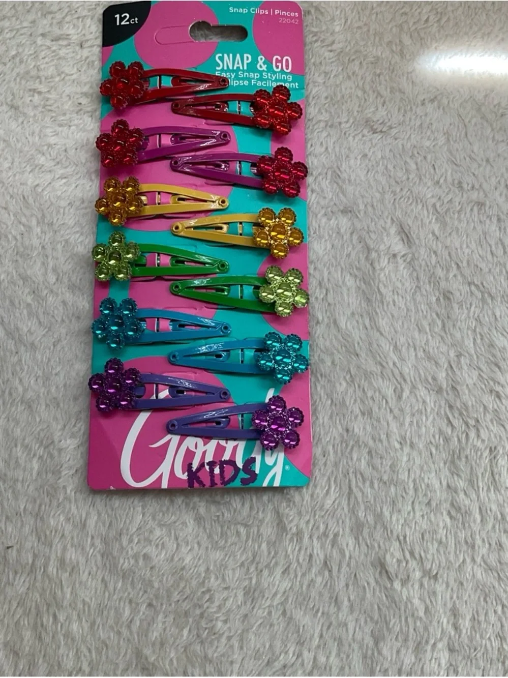 Snap & Go Kids Glitter Flower Hair Clips - Multicolor Set